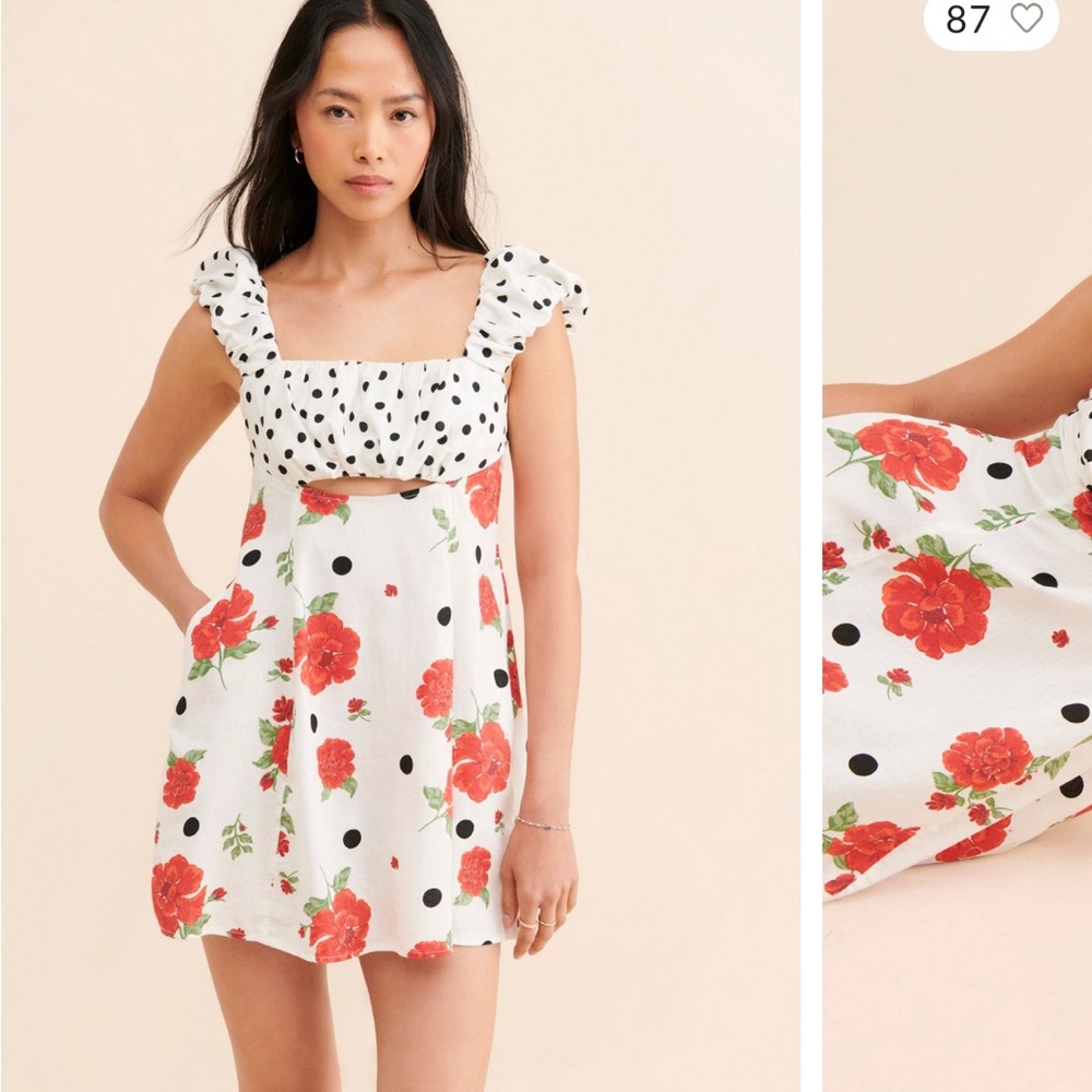 Free People Floral Polka Dot Mini Dress